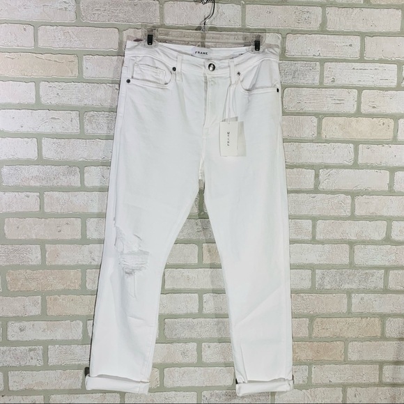Frame NWT Le Beau Distressed High Rise Straight Leg Jeans Size 26 - Picture 5 of 12